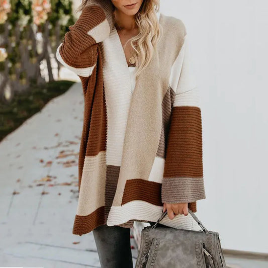 Women's  Classic Geometric Color Block Cardigan