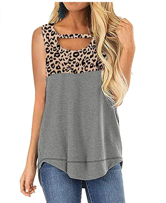 Women's Retro Style Color Block Leopard Print Top