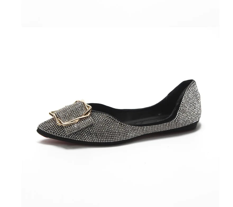 Classic Glam Pointed Toe Rhinestone Flat Shoes