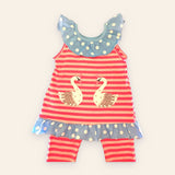 Pink Striped Swan Princess Tunic & Capri Set