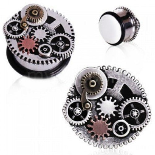 316L Surgical Steel Steampunk Gear Menagerie Plug-0