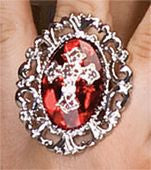 Red Gothic Cross Ring