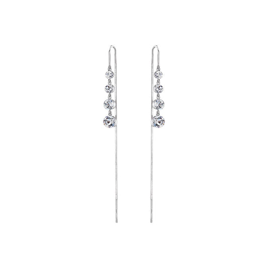 Sparkle Drip Tassel Silver Earrings-0