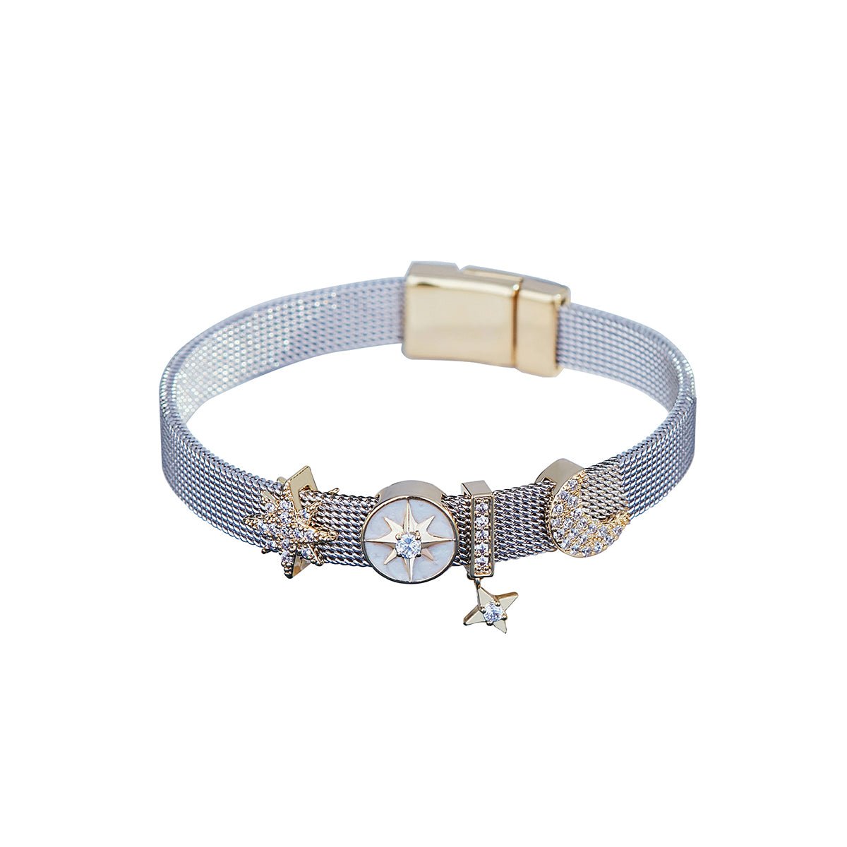 Star-Moon Compass Silver Bracelet-0