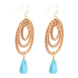 Tulum Blue Magnesite Rattan Golden Drop Earrings