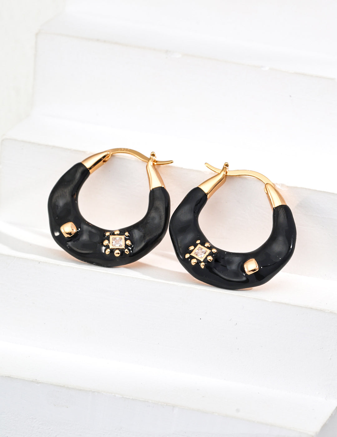 Vintage Drip Glaze Zircon Earrings-0