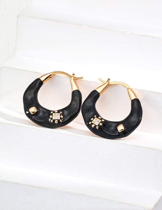 Vintage Drip Glaze Zircon Earrings-0