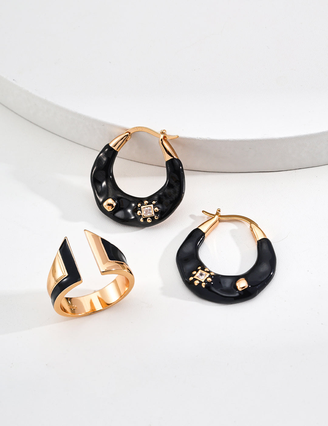 Vintage Drip Glaze Zircon Earrings-1