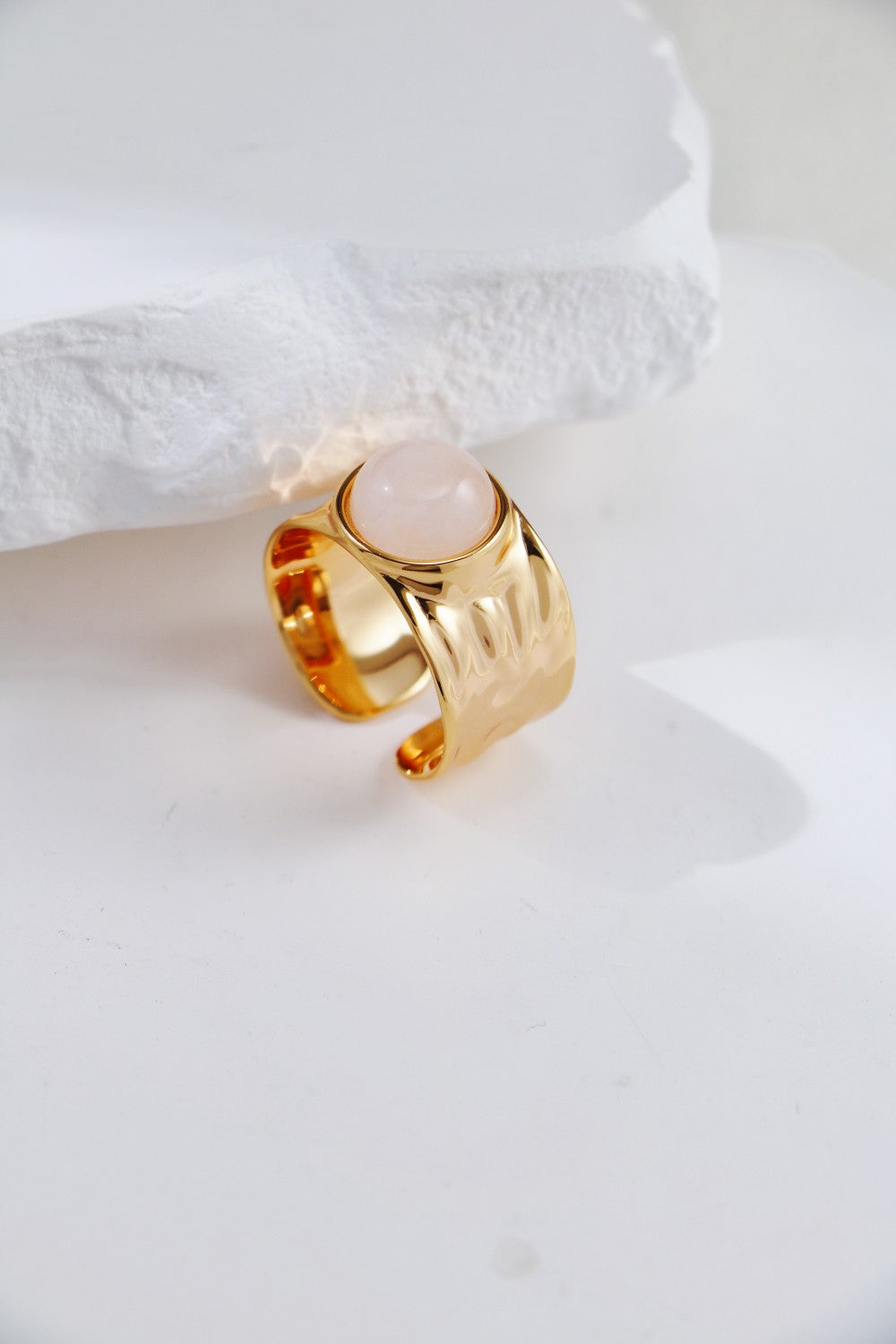Vintage Gold Black Onyx / White Crystal Ring-4