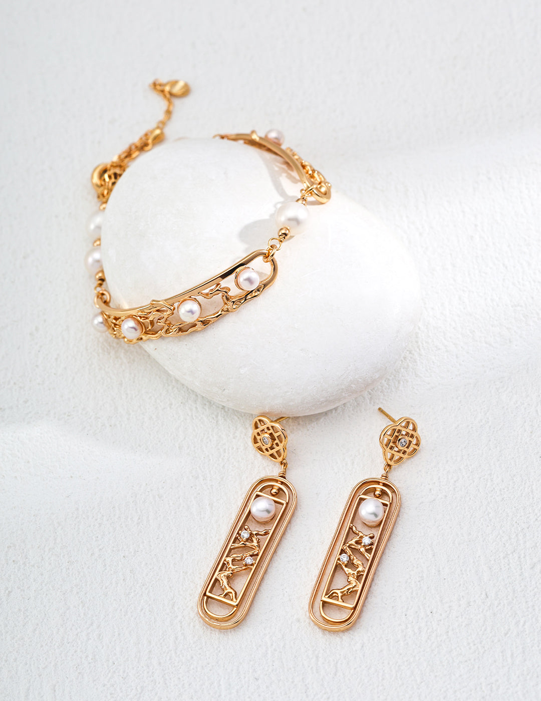Chinese Style Pearl Zircon Earrings-4