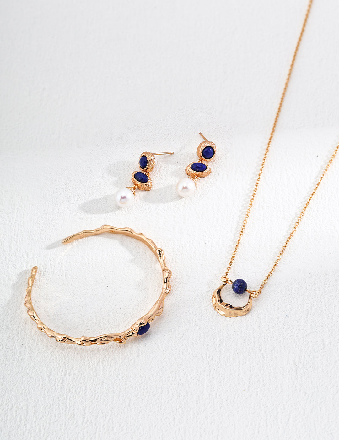 Vintage Lapis Lazuli Pearl Earrings-3