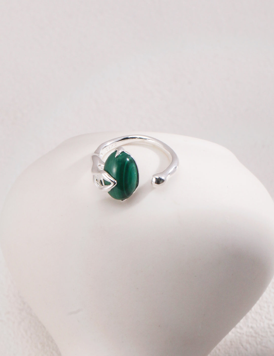 Natural Malachite Open Ring-5