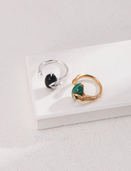 Natural Malachite Open Ring-0