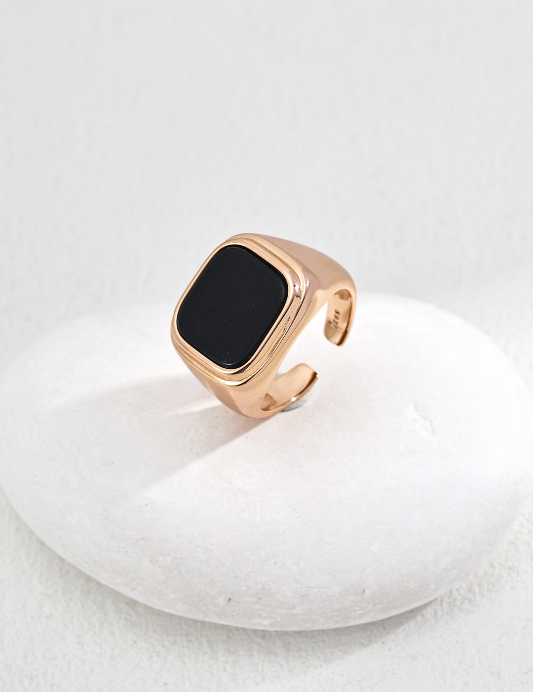 Simple Square Black Onyx Ring-1
