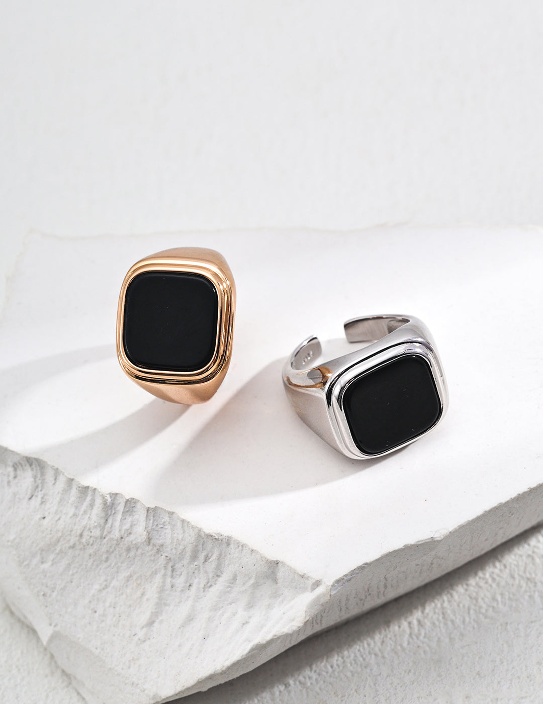 Simple Square Black Onyx Ring-0