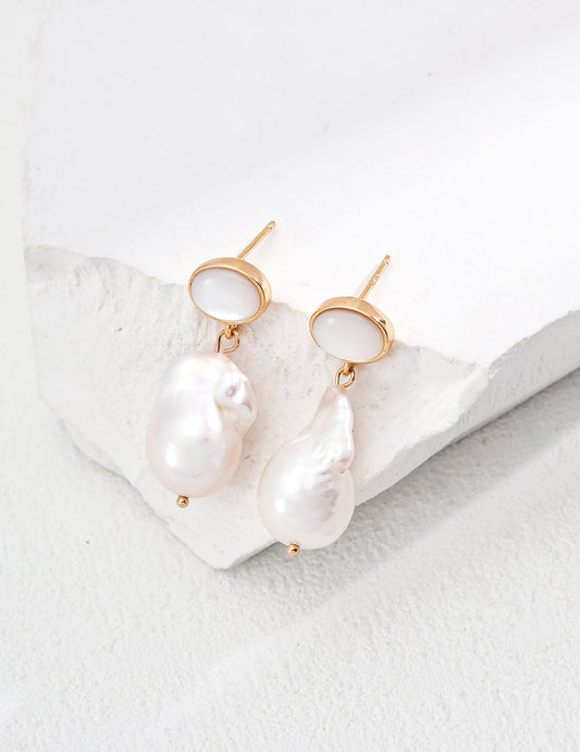 Classic Natural Pearl Shell Earrings-0