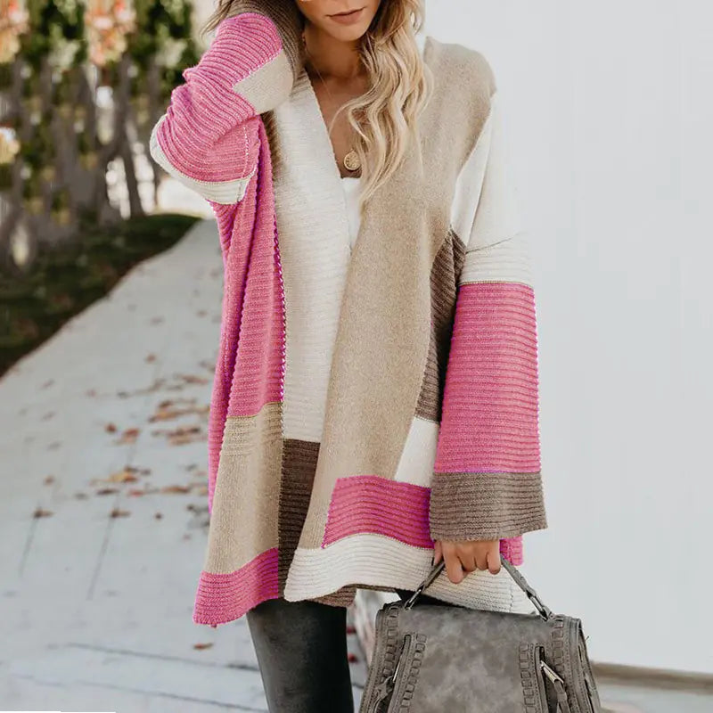 Women's  Classic Geometric Color Block Cardigan